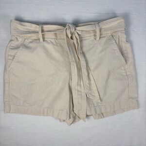 J. Crew Women’s Linen Cream Elastic Tie Waist Shorts Size 6, 3.5” Inseam